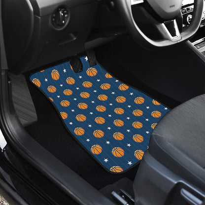 Basketball And Star Pattern Print Front and Back Car Floor Mats