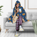 Basketball And Star Pattern Print Hooded Blanket