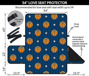 Basketball And Star Pattern Print Loveseat Protector