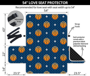 Basketball And Star Pattern Print Loveseat Protector