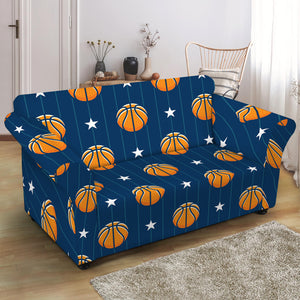 Basketball And Star Pattern Print Loveseat Slipcover