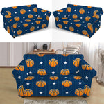 Basketball And Star Pattern Print Loveseat Slipcover