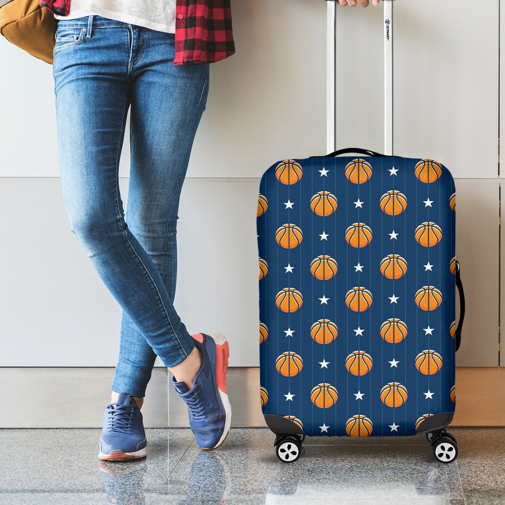 Basketball And Star Pattern Print Luggage Cover