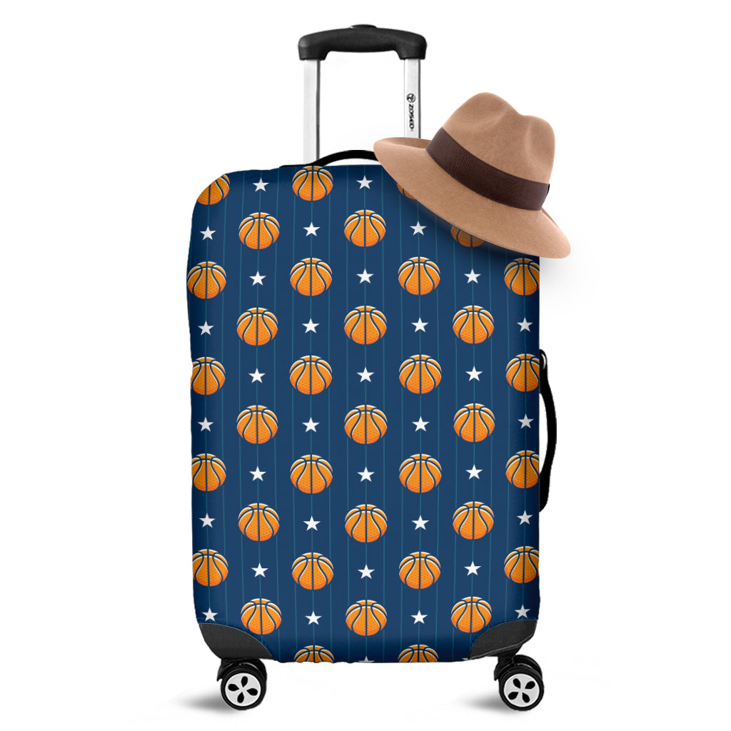 Basketball And Star Pattern Print Luggage Cover