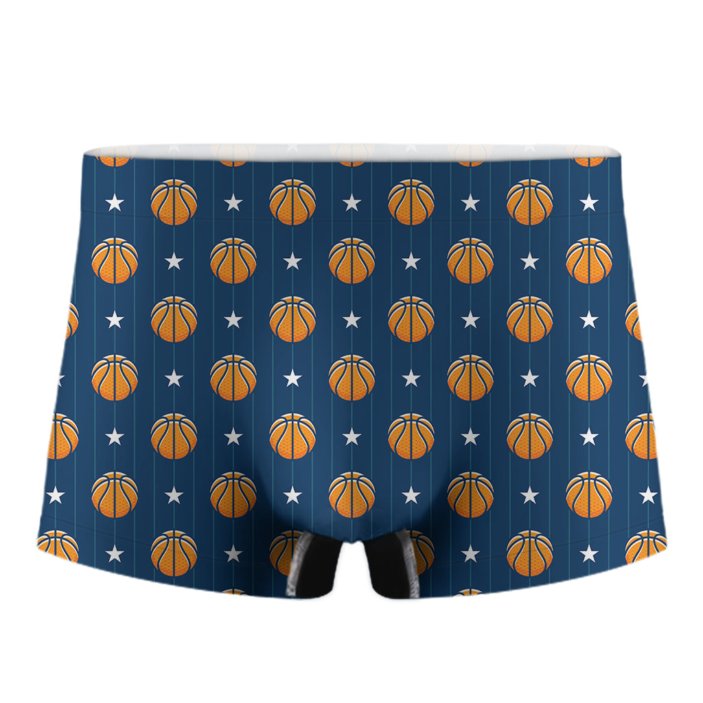 Basketball And Star Pattern Print Men's Boxer Briefs