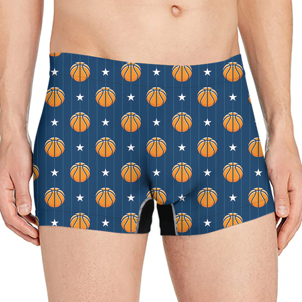 Basketball And Star Pattern Print Men's Boxer Briefs