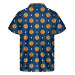 Basketball And Star Pattern Print Men's Short Sleeve Shirt