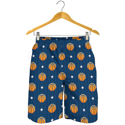 Basketball And Star Pattern Print Men's Shorts