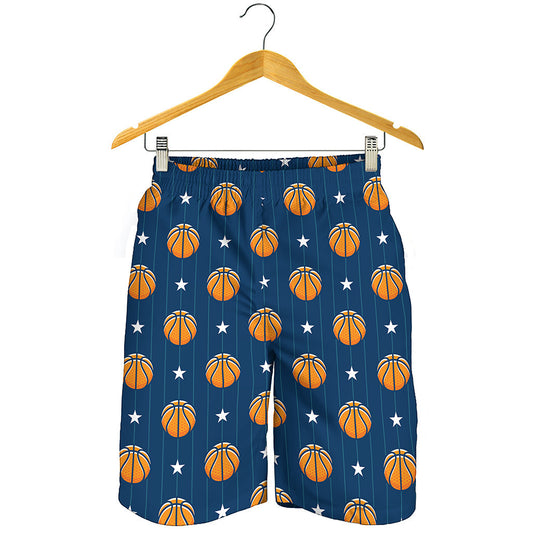 Basketball And Star Pattern Print Men's Shorts