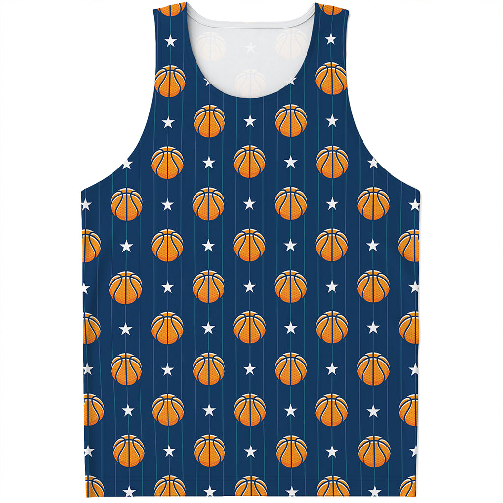 Basketball And Star Pattern Print Men's Tank Top