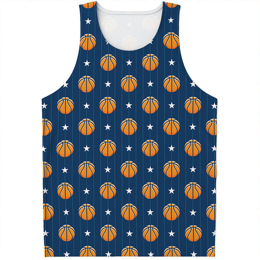 Basketball And Star Pattern Print Men's Tank Top