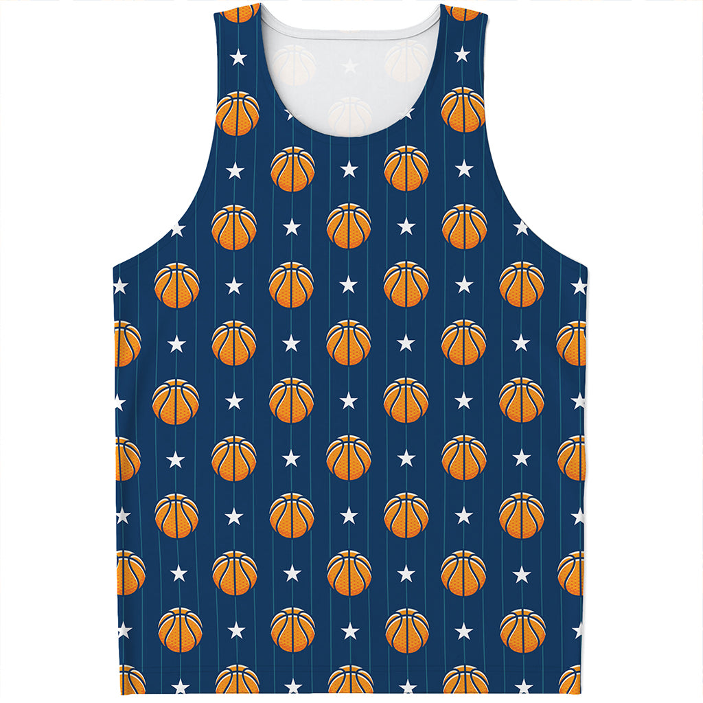 Basketball And Star Pattern Print Men's Tank Top