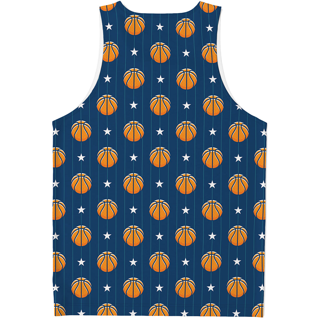 Basketball And Star Pattern Print Men's Tank Top
