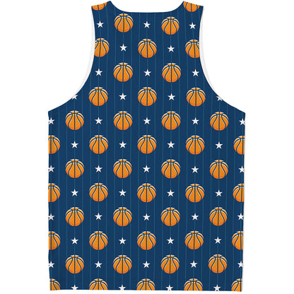 Basketball And Star Pattern Print Men's Tank Top