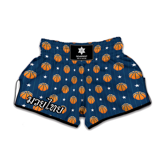 Basketball And Star Pattern Print Muay Thai Boxing Shorts