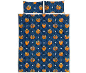 Basketball And Star Pattern Print Quilt Bed Set