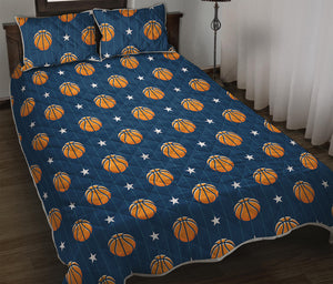 Basketball And Star Pattern Print Quilt Bed Set