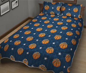 Basketball And Star Pattern Print Quilt Bed Set