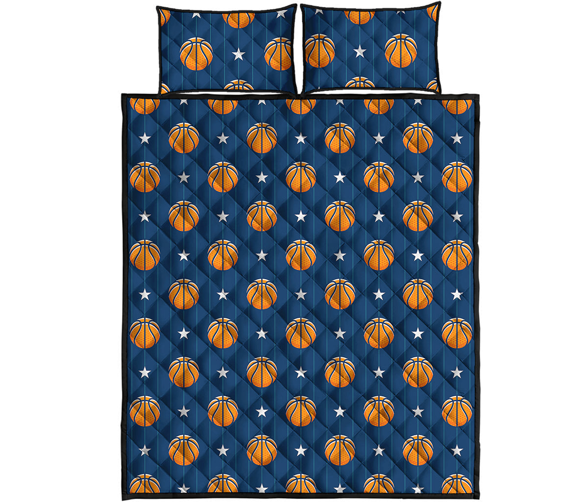 Basketball And Star Pattern Print Quilt Bed Set