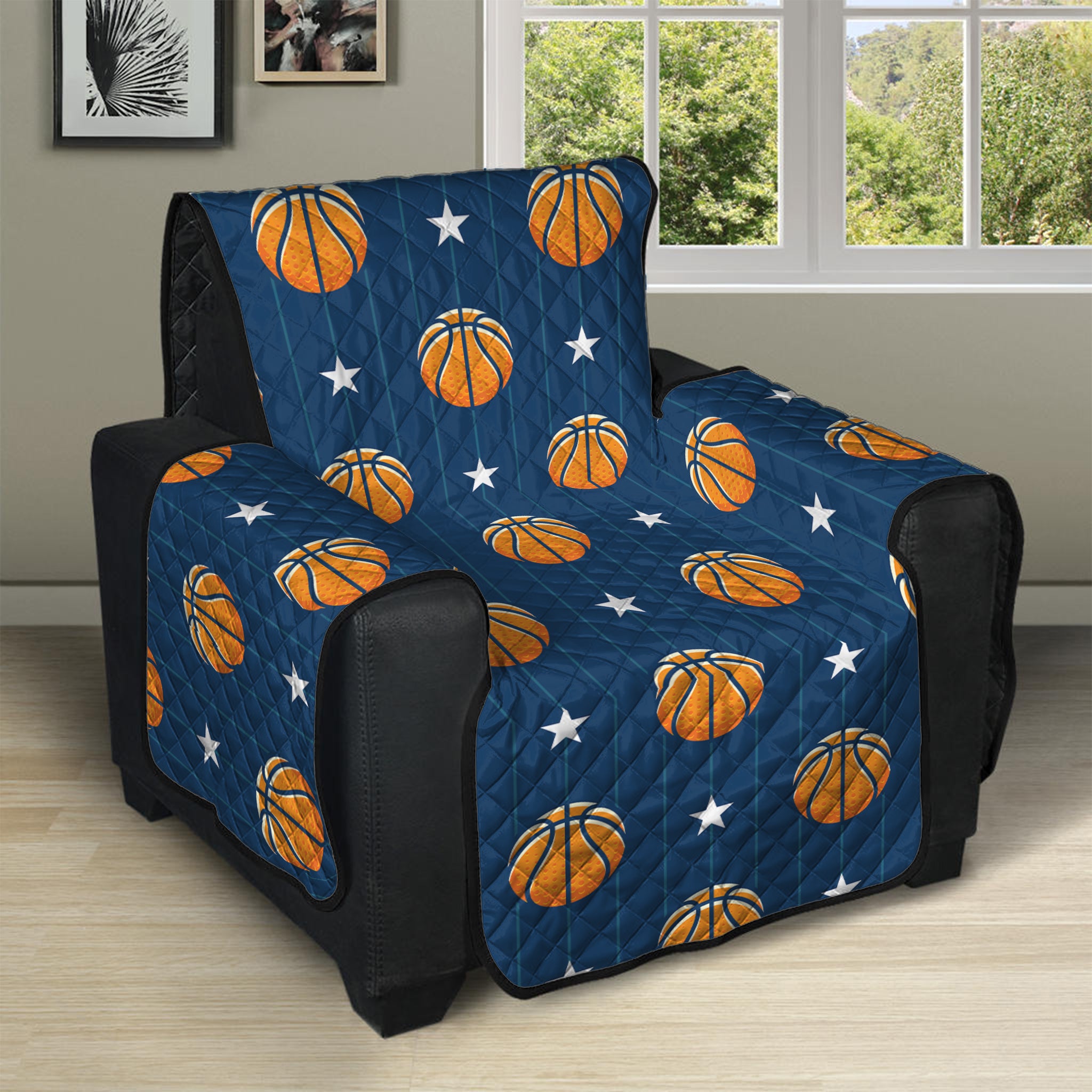 Basketball And Star Pattern Print Recliner Protector
