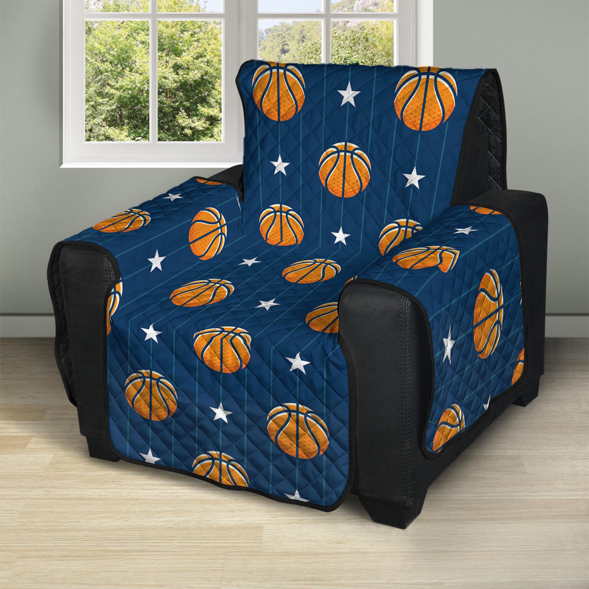 Basketball And Star Pattern Print Recliner Protector