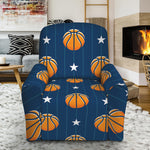 Basketball And Star Pattern Print Recliner Slipcover