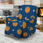 Basketball And Star Pattern Print Recliner Slipcover