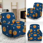 Basketball And Star Pattern Print Recliner Slipcover