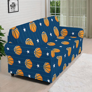 Basketball And Star Pattern Print Sofa Cover