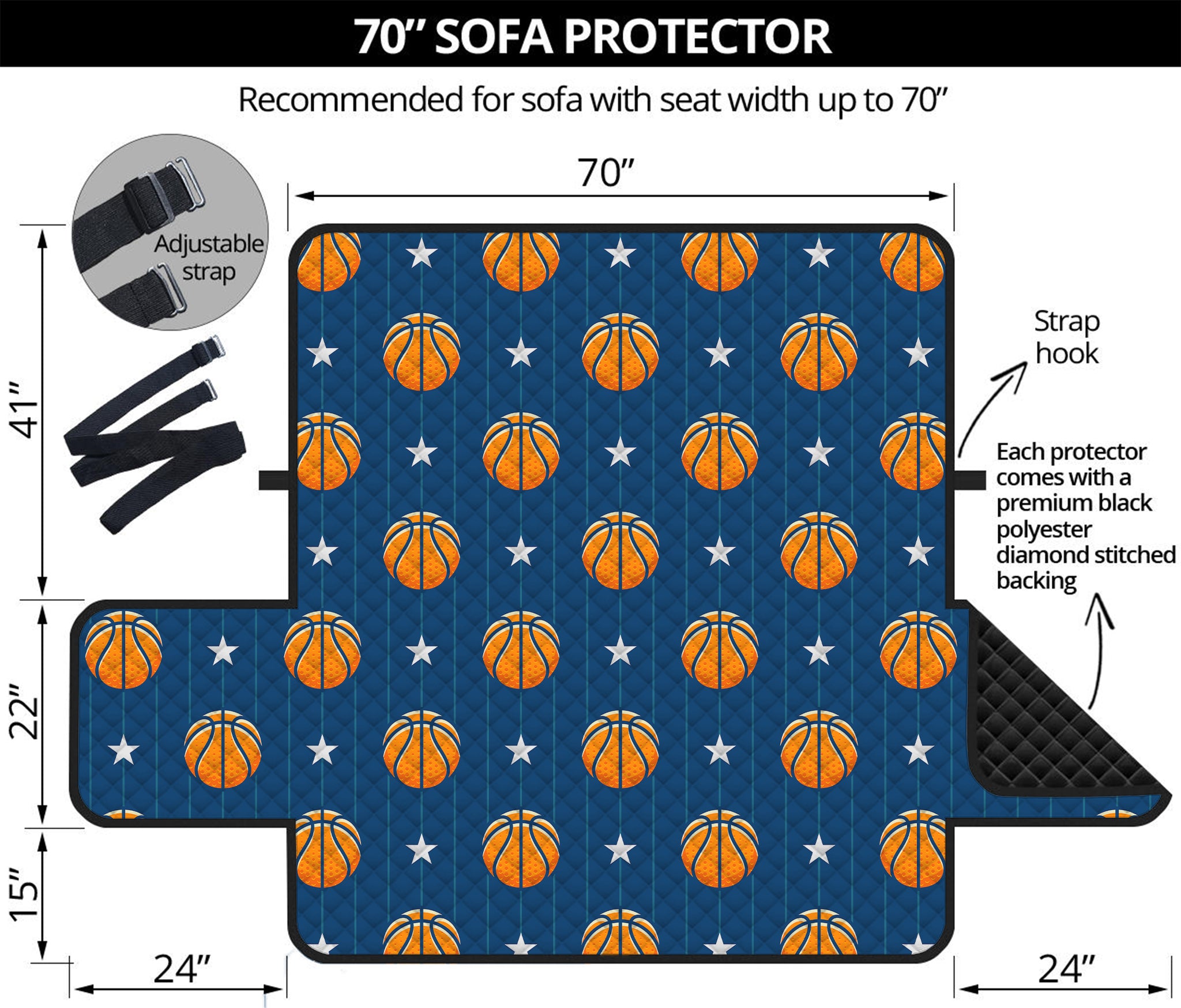 Basketball And Star Pattern Print Sofa Protector