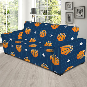 Basketball And Star Pattern Print Sofa Slipcover