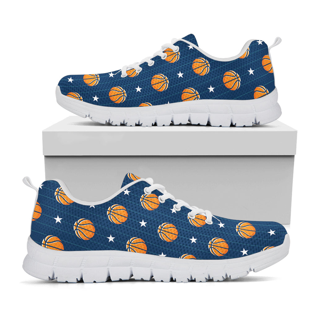 Basketball And Star Pattern Print White Sneakers