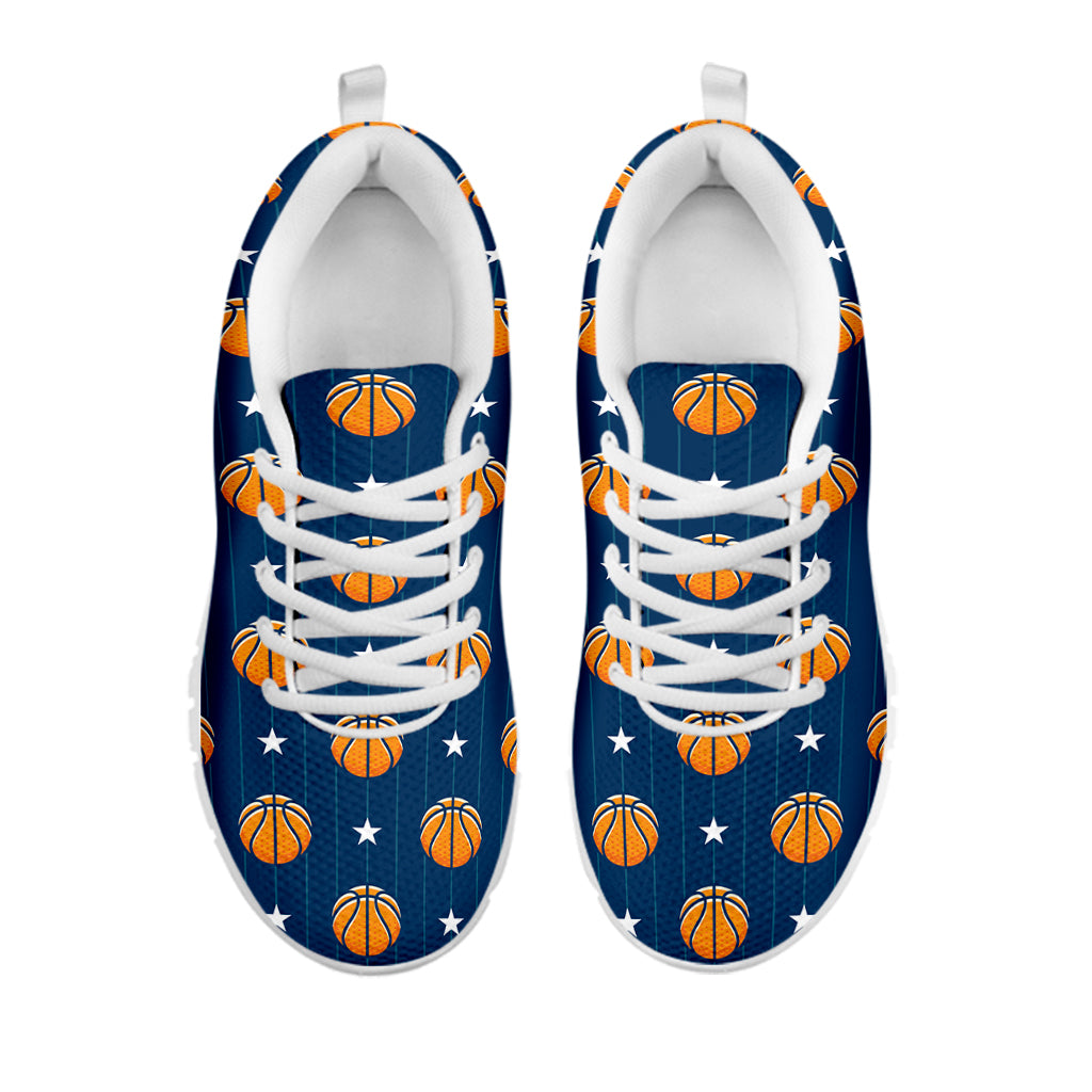 Basketball And Star Pattern Print White Sneakers