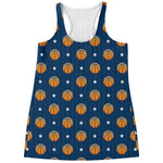 Basketball And Star Pattern Print Women's Racerback Tank Top