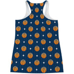 Basketball And Star Pattern Print Women's Racerback Tank Top