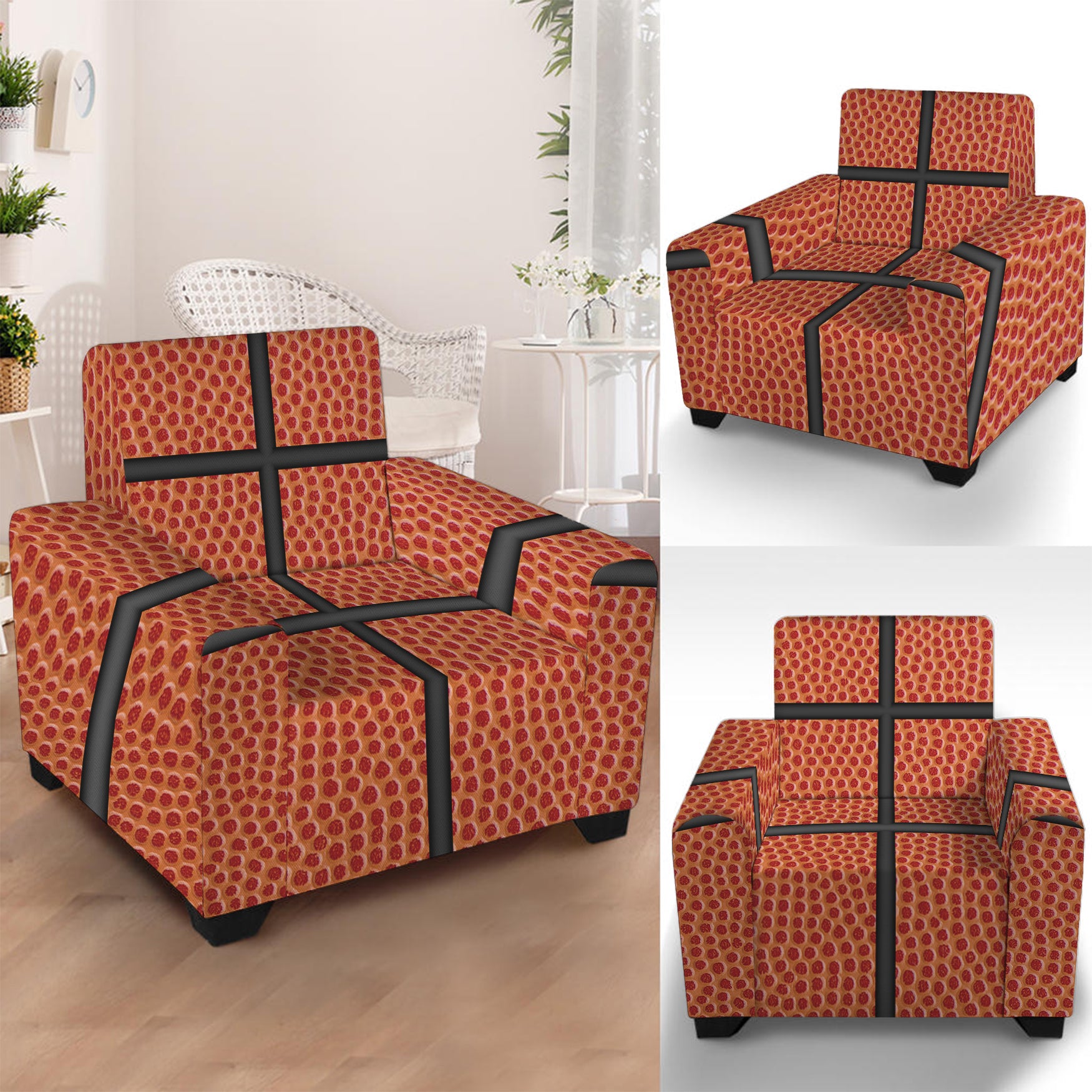 Basketball Ball Print Armchair Slipcover