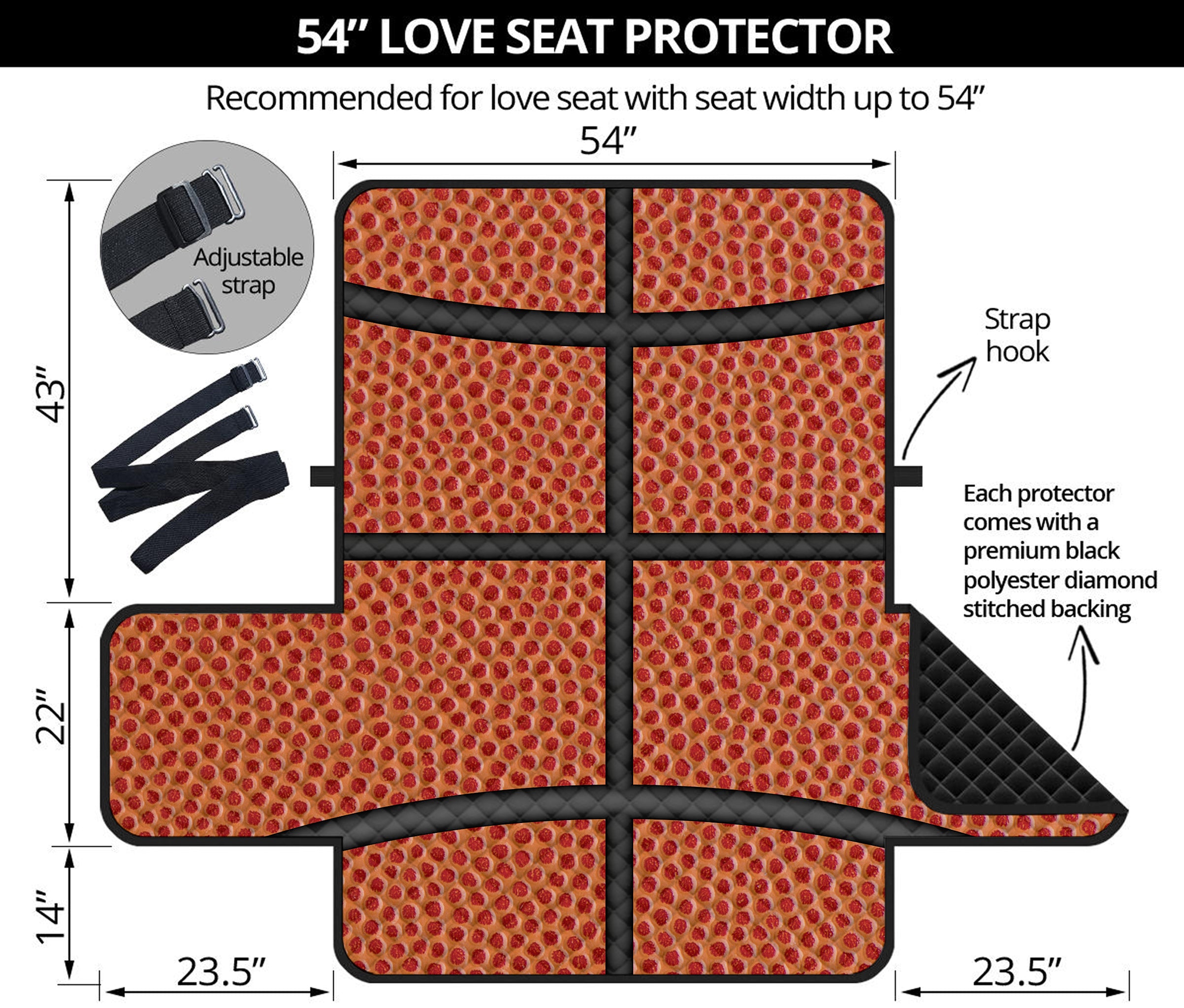 Basketball Ball Print Loveseat Protector