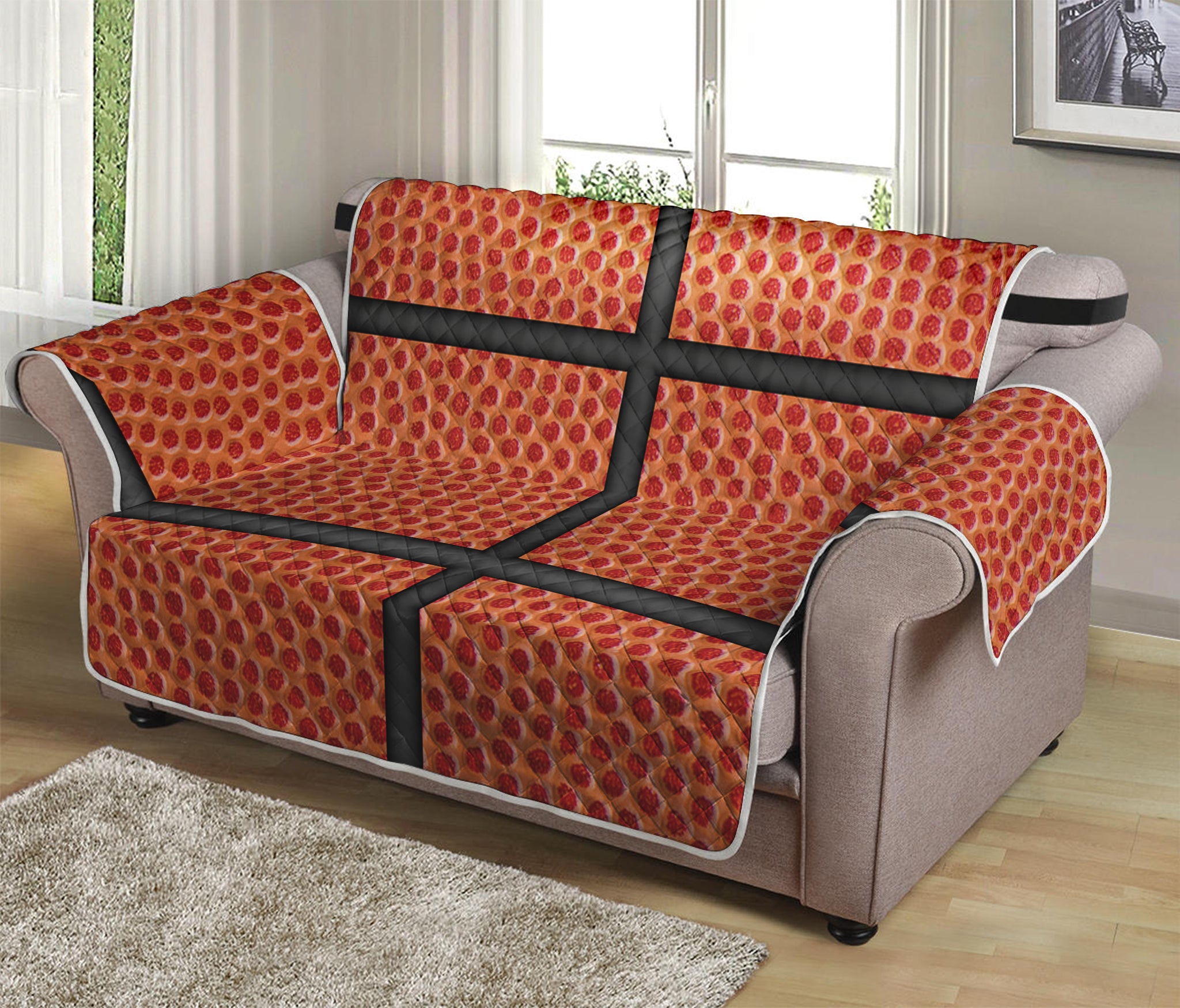 Basketball Ball Print Loveseat Protector