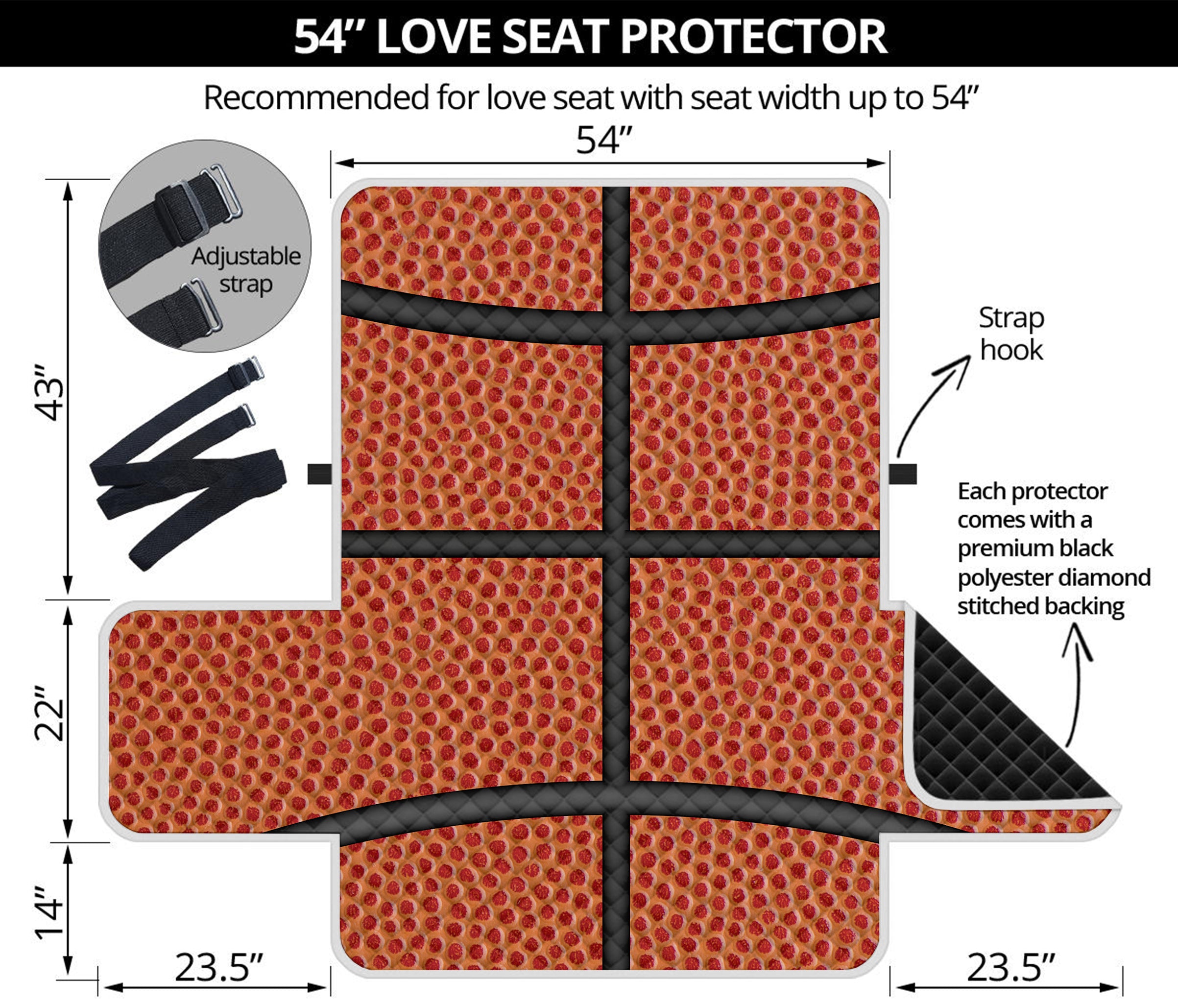 Basketball Ball Print Loveseat Protector