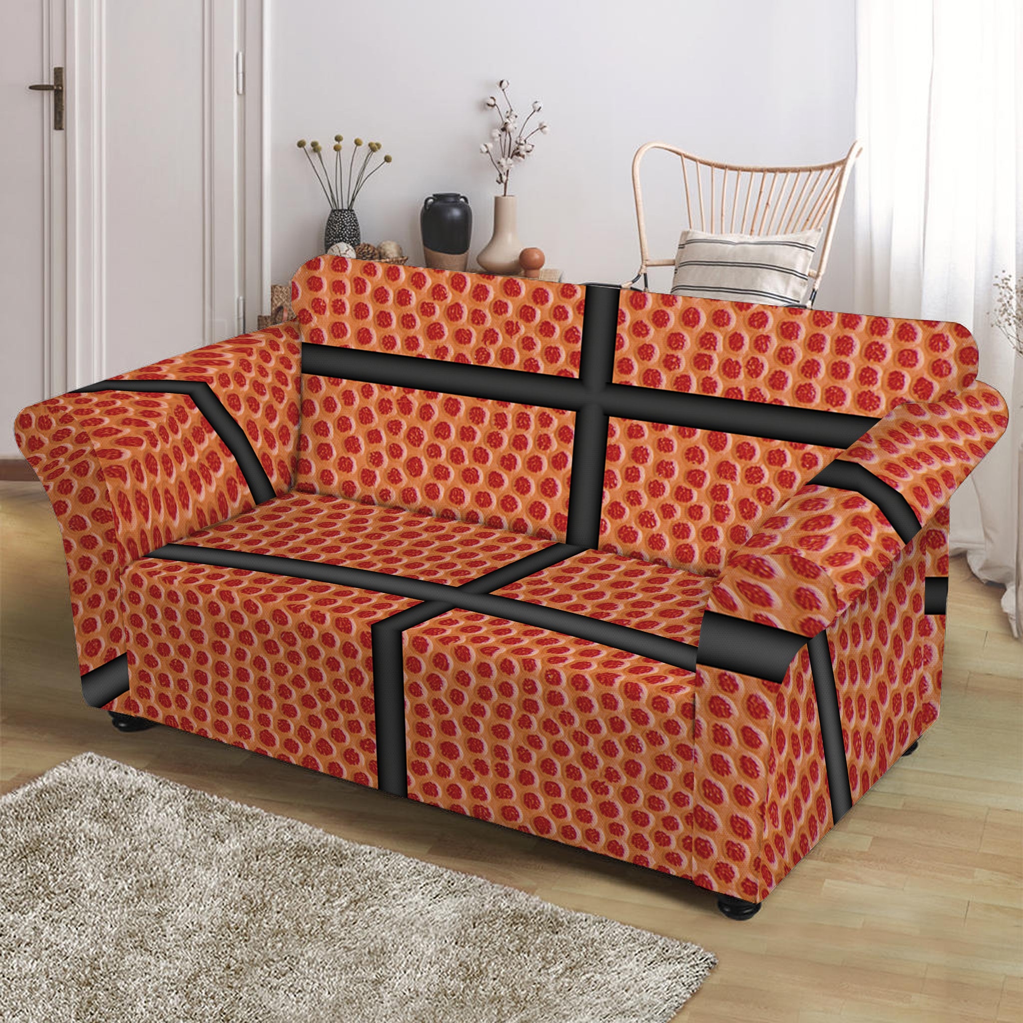 Basketball Ball Print Loveseat Slipcover