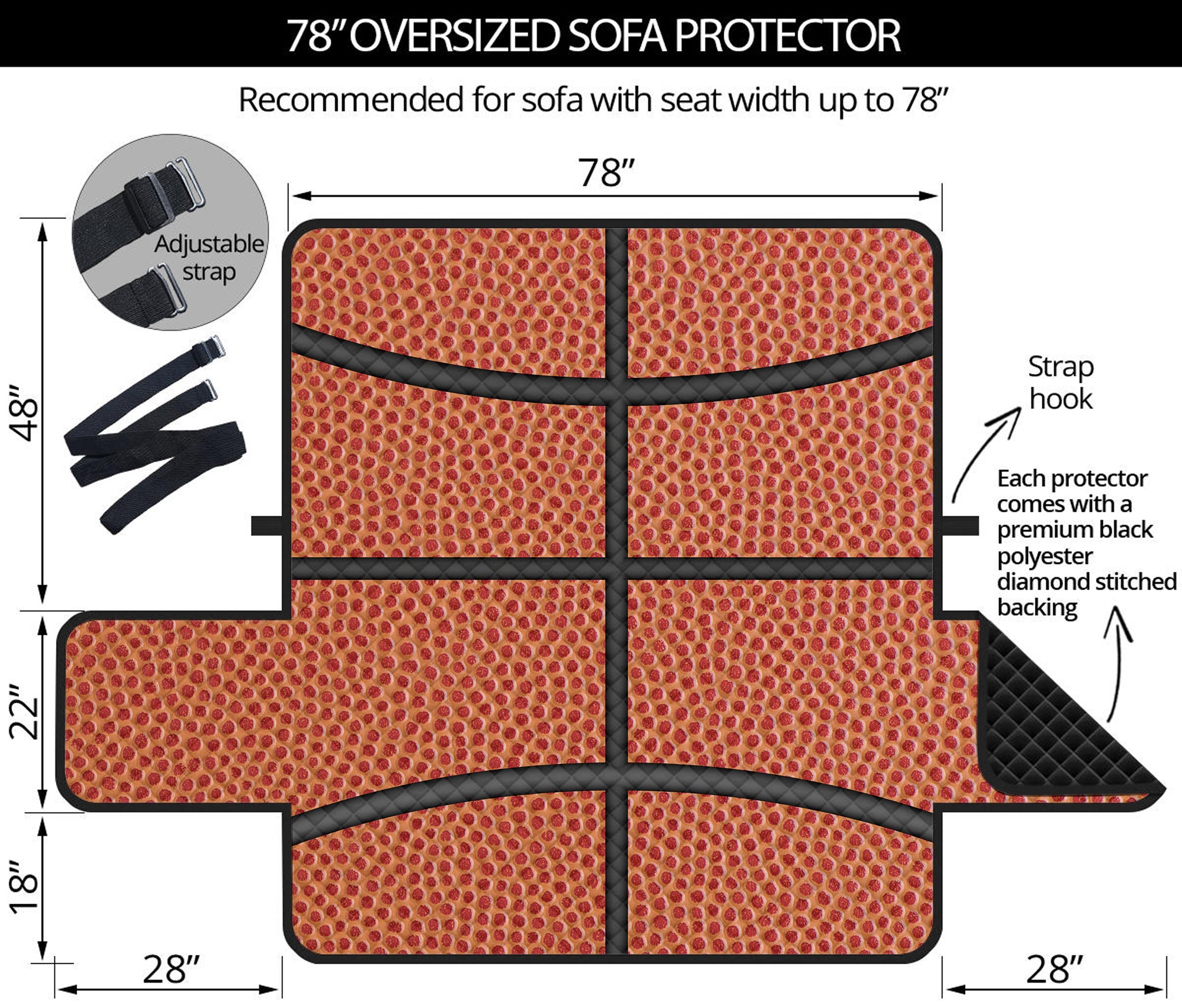 Basketball Ball Print Oversized Sofa Protector