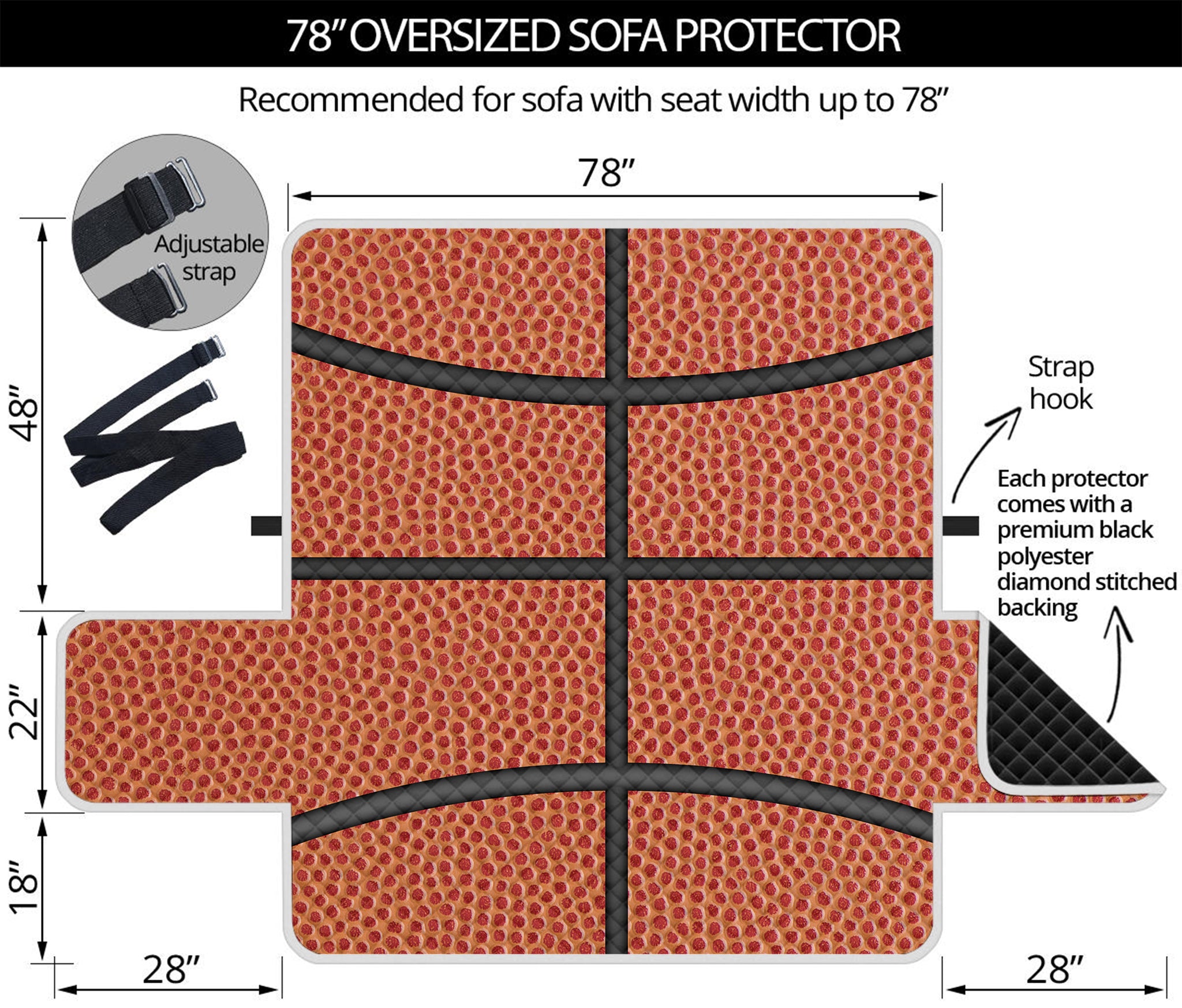 Basketball Ball Print Oversized Sofa Protector