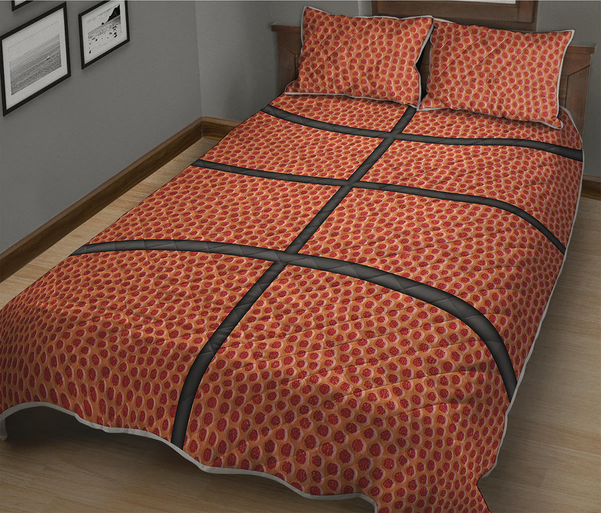 Basketball Ball Print Quilt Bed Set