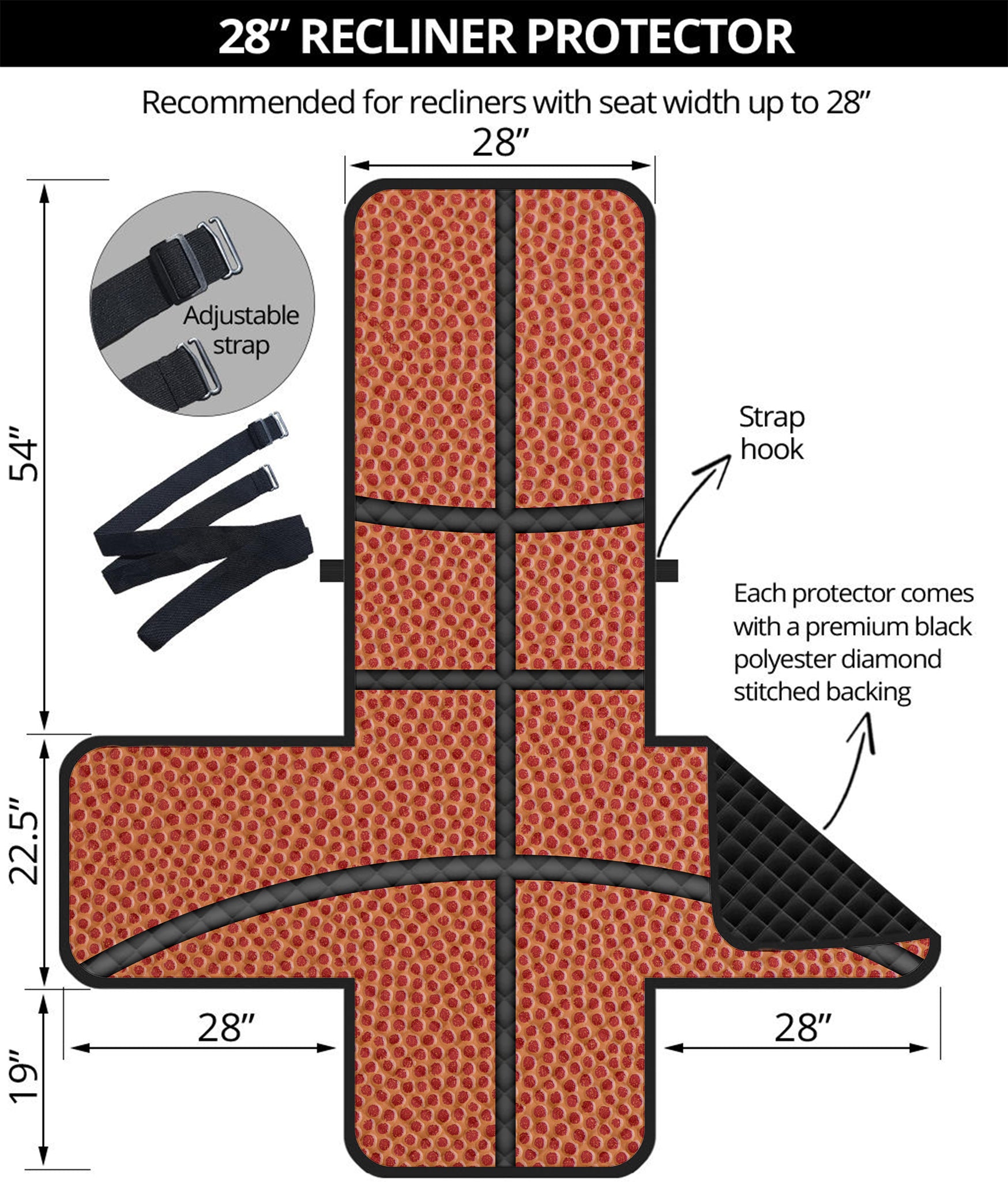 Basketball Ball Print Recliner Protector