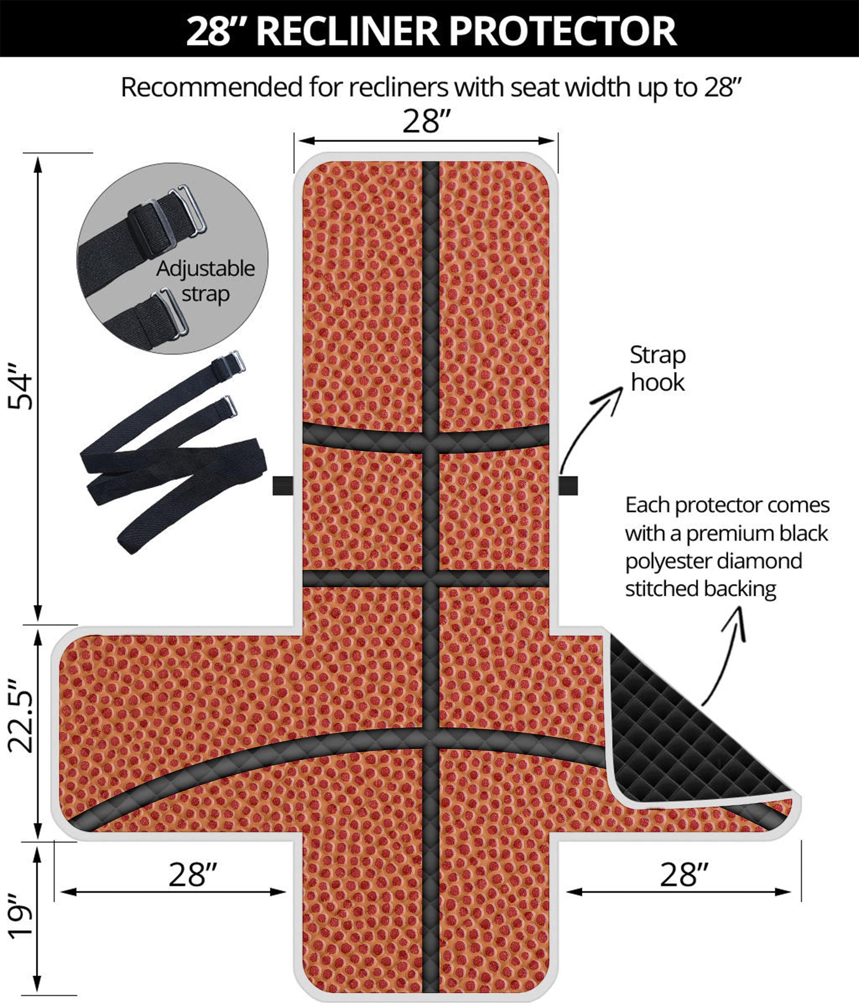 Basketball Ball Print Recliner Protector