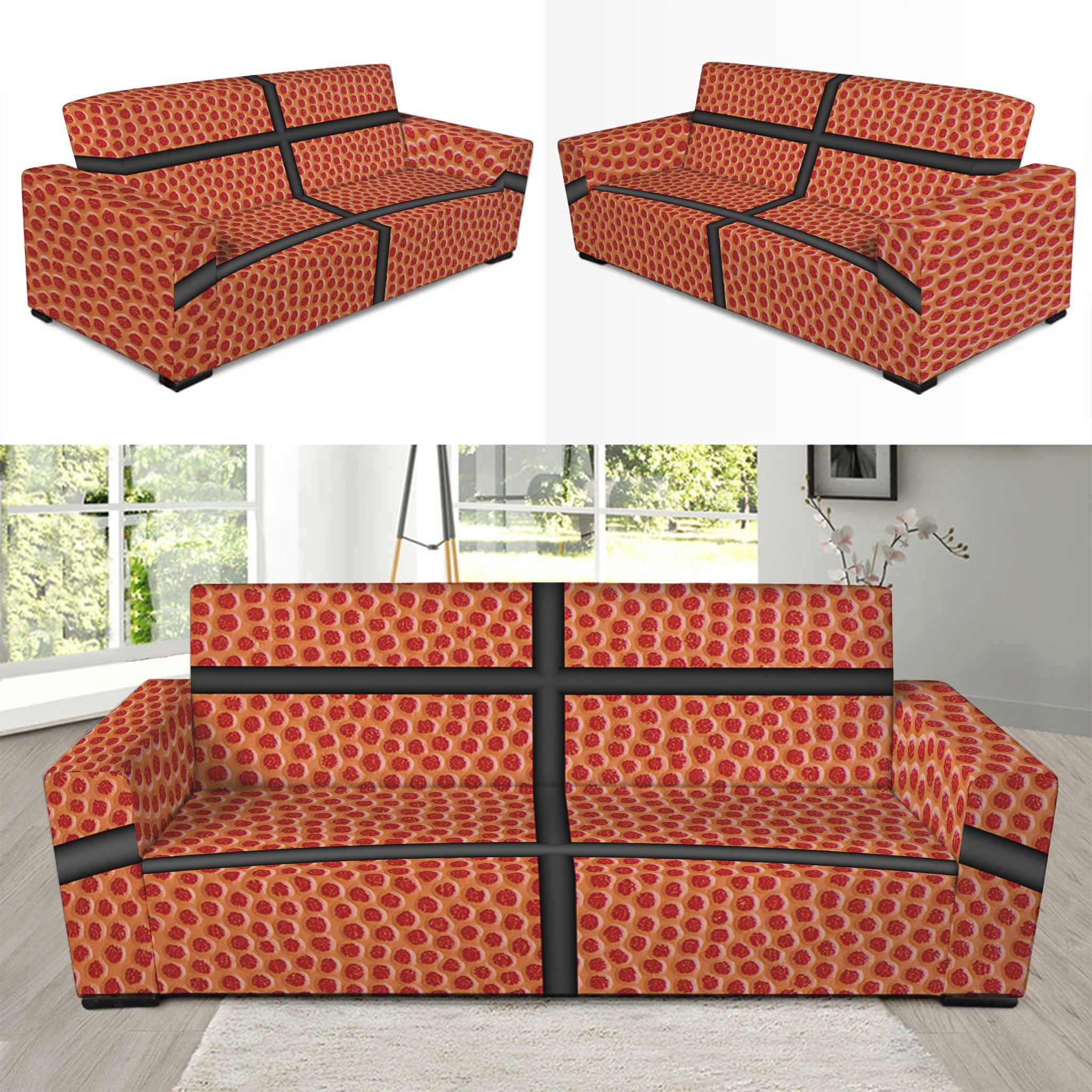 Basketball Ball Print Sofa Slipcover