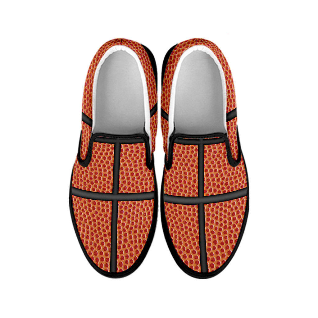 Basketball Ball Texture Print Black Slip On Shoes