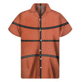 Basketball Ball Print Men's Short Sleeve Shirt