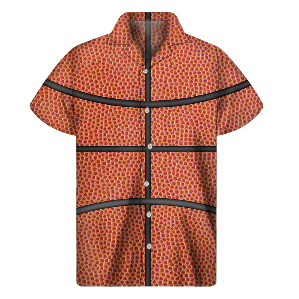Basketball Ball Texture Print Men's Short Sleeve Shirt