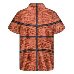 Basketball Ball Texture Print Men's Short Sleeve Shirt